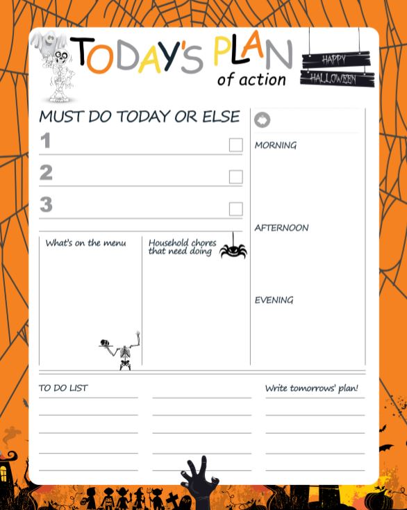 Kids Halloween Daily Planner