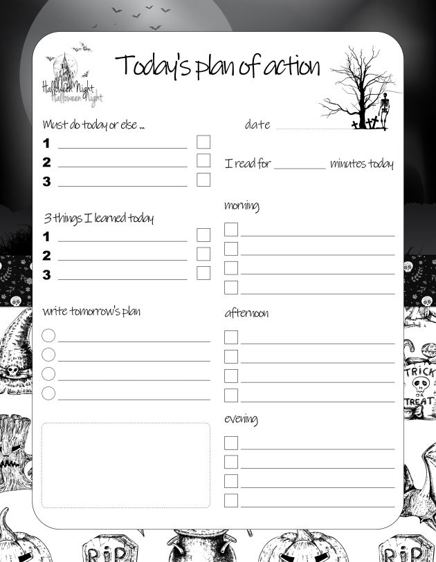 Kids Halloween Daily Planner