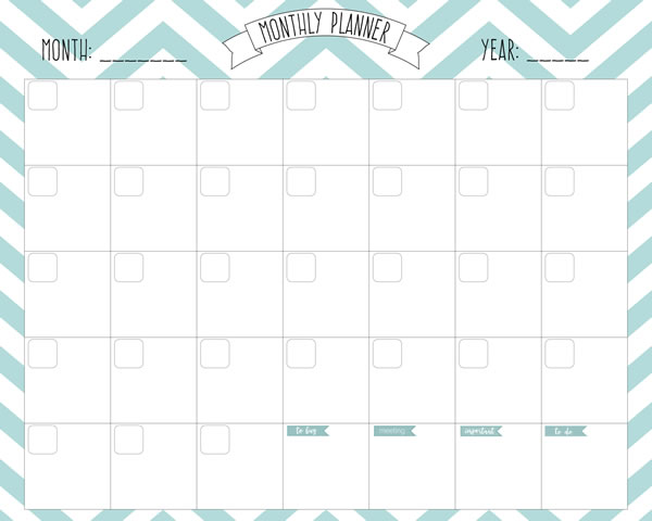 Printable Geometric Monthly Planner Pages for boy