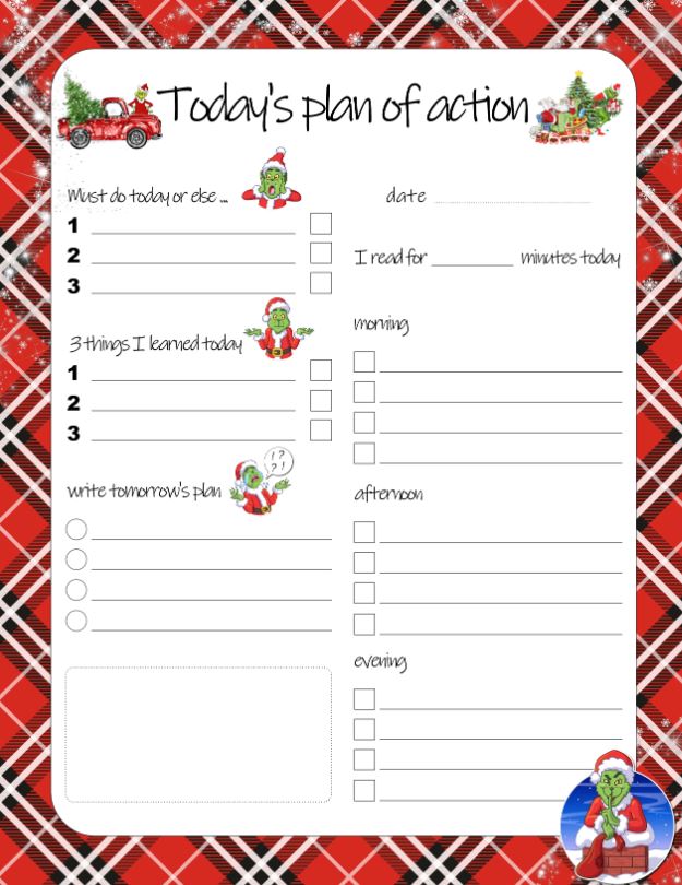 Kids Grinch Daily Planner