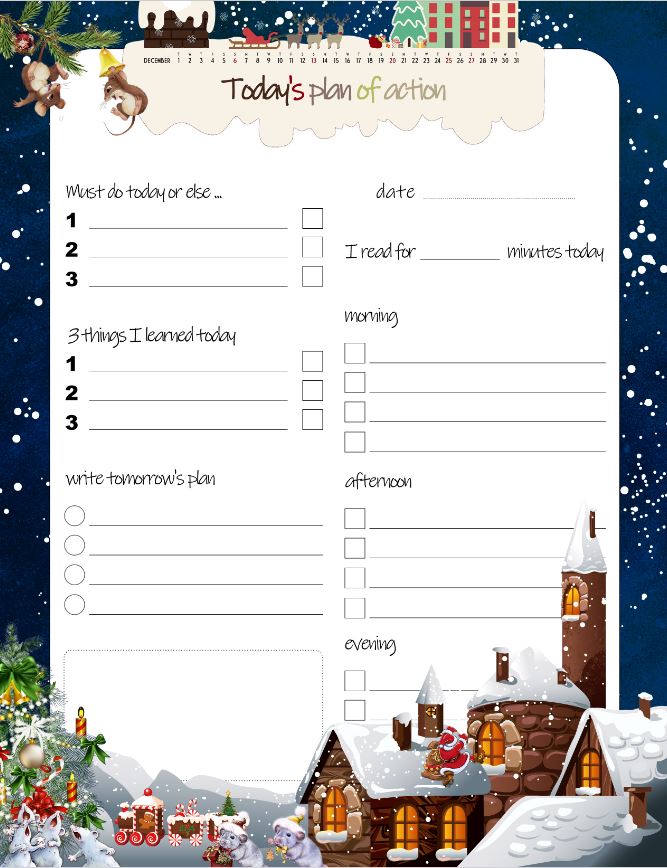 Kids Xmas Daily Planner