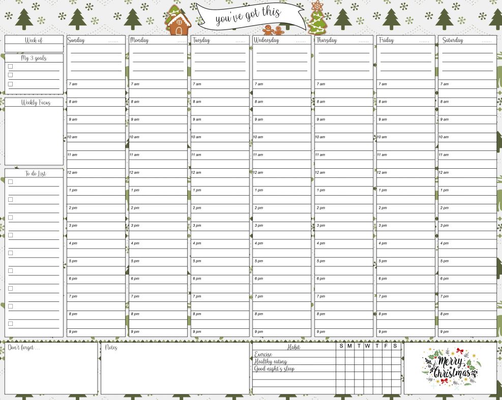 Xmas Weekly Planner