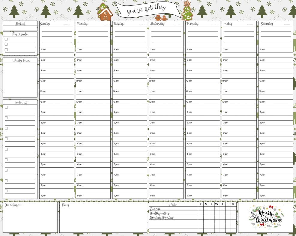 Xmas Weekly Planner