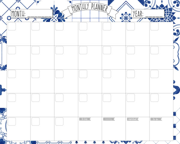 Azulejos Monthly Planner