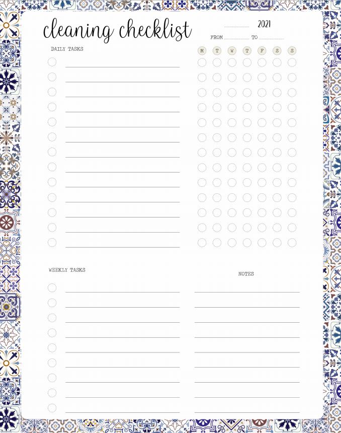 Azulejos Cleaning Checklist