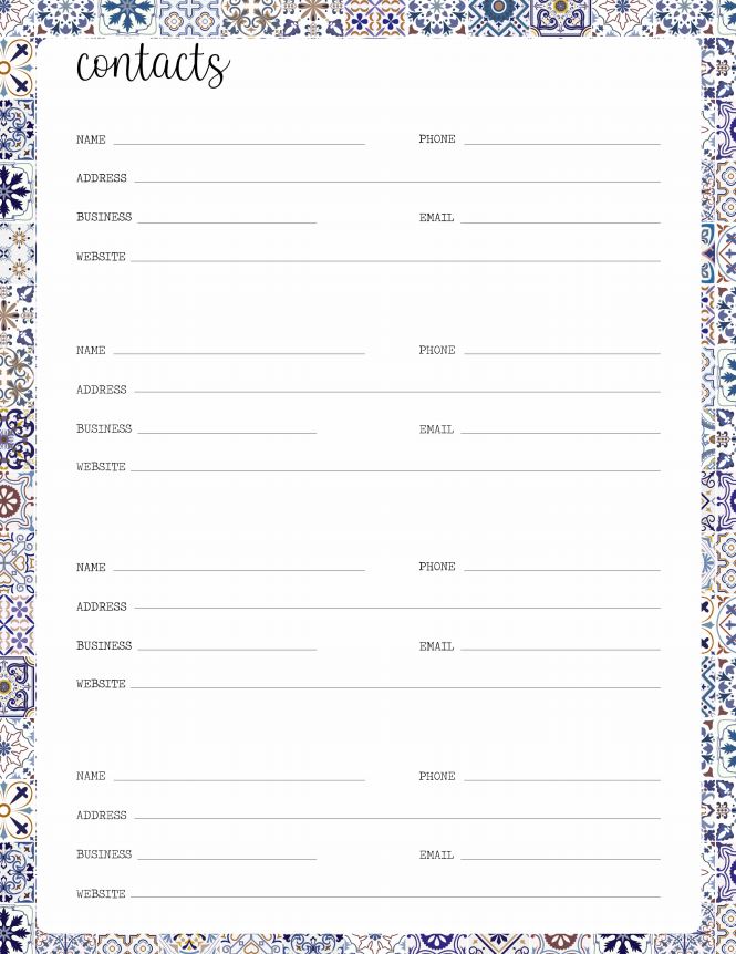 Azulejos Contact List