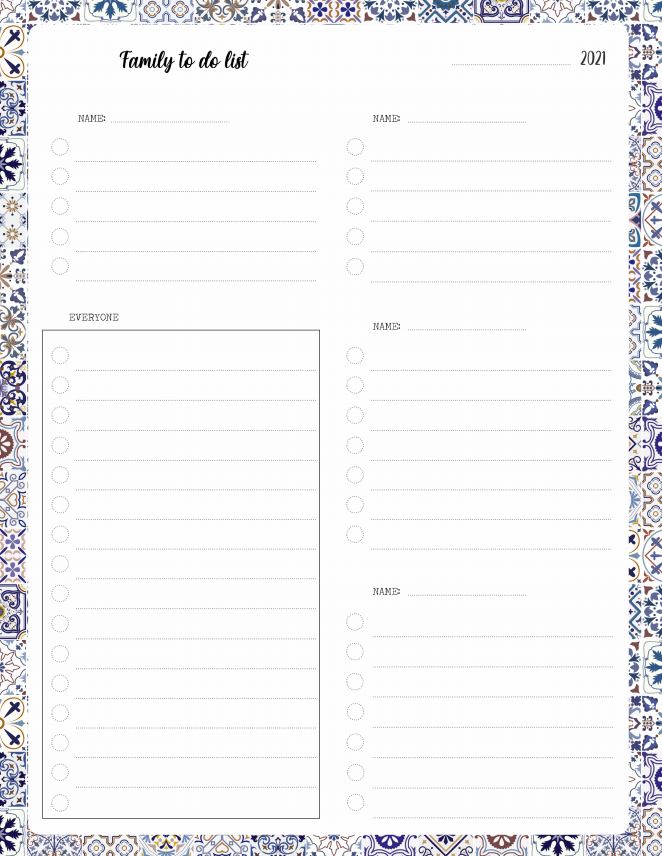 Azulejos Family To Do List Planner