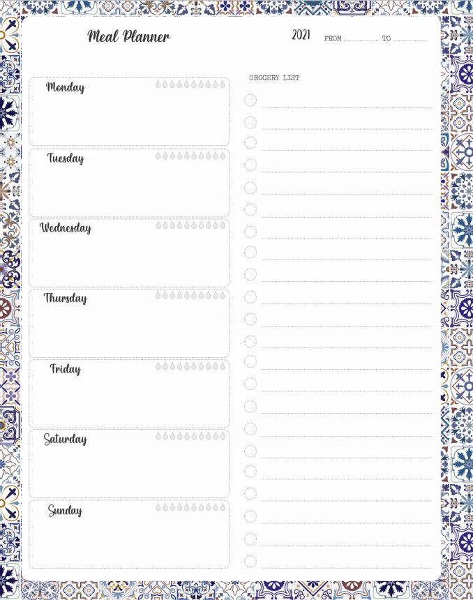 Azulejos Meal Planner