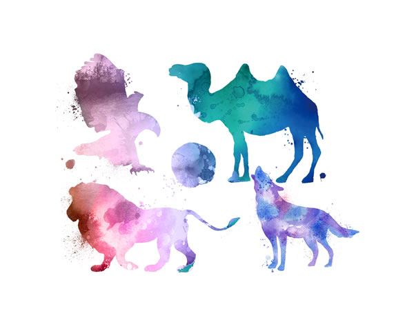 Watercolor animals