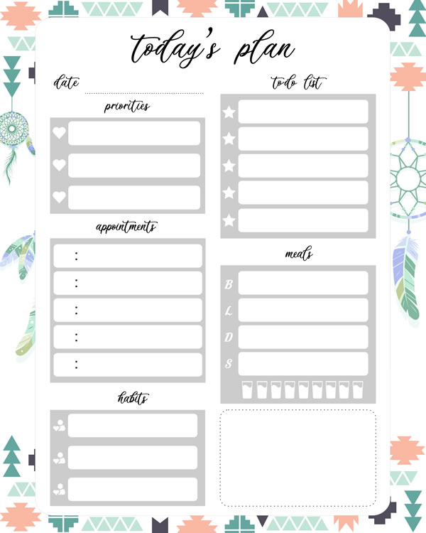 Navajo Printable Daily Planner Work, A4 and US Letter Planner, Insert Printable Planner, Instant Download