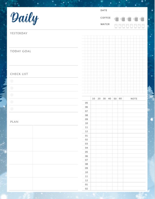 Printable Winter Christmas Daily Planner