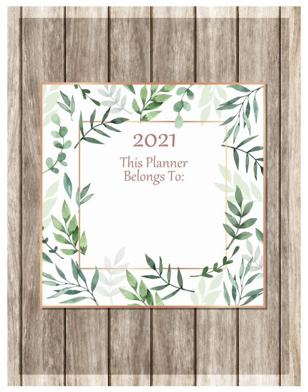 Printable Front Page Planner 2021