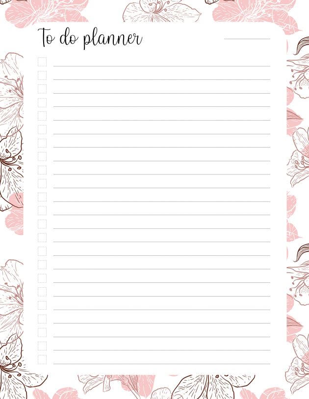 Pink Flowers To Do List Planner