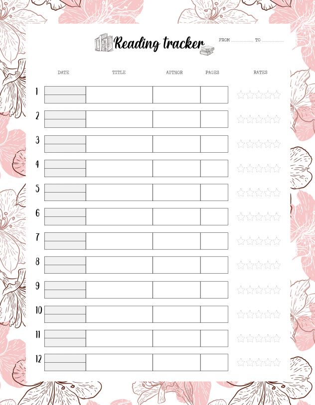 Pink Flowers Reading tracker