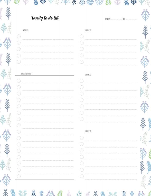 Winter Family To Do List Planner