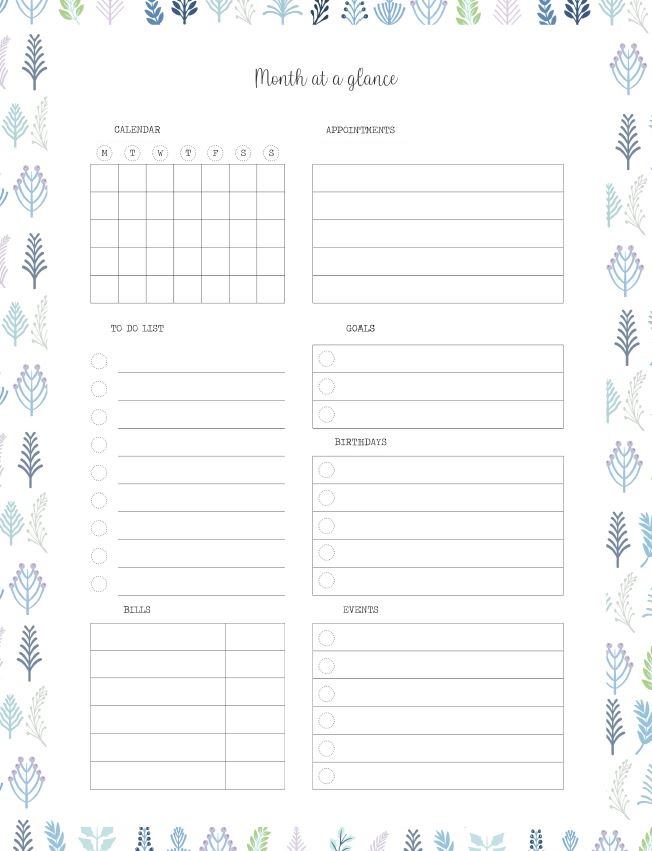 Printable Winter Month at a glance Happy Planner Cover