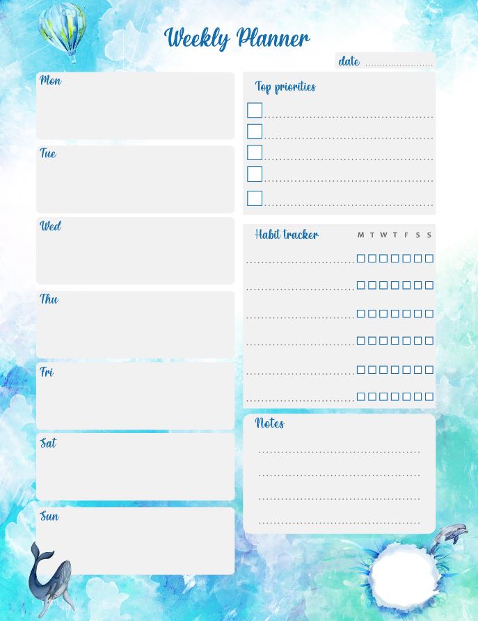 Sea Weekly Planner