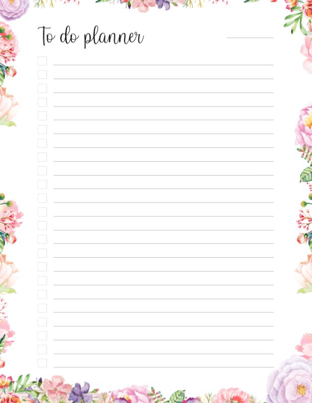 Pink To Do List Planner