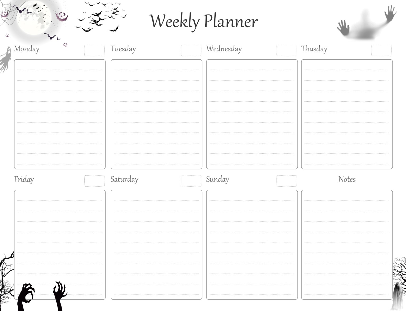 Halloween Weekly Planner Work, US Letter Planner to resize, Insert Printable Planner, Instant Download
