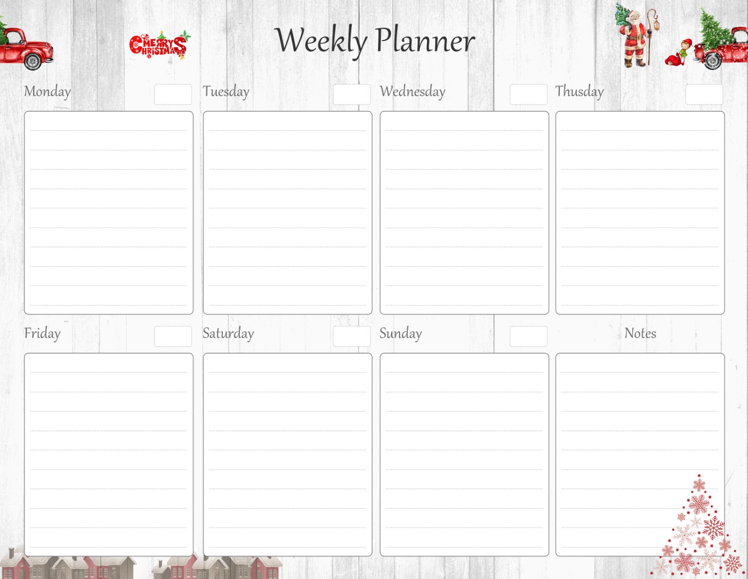 Christmas Weekly Planner Work, US Letter Planner to resize, Insert Printable Planner, Instant Download