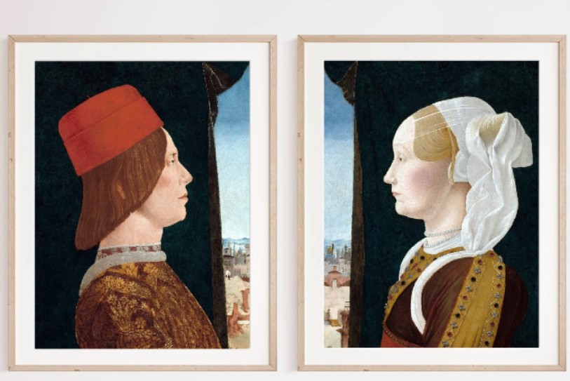 printable 2 Profile Portraits of 15th Century - 8x10 inches, 300 dpi