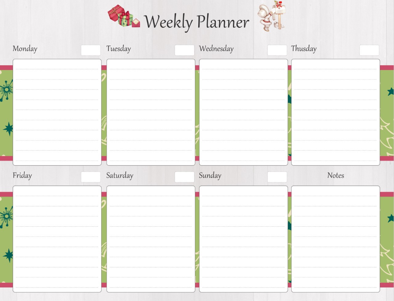 Christmas Weekly Planner Work, US Letter Planner to resize, Insert Printable Planner, Instant Download