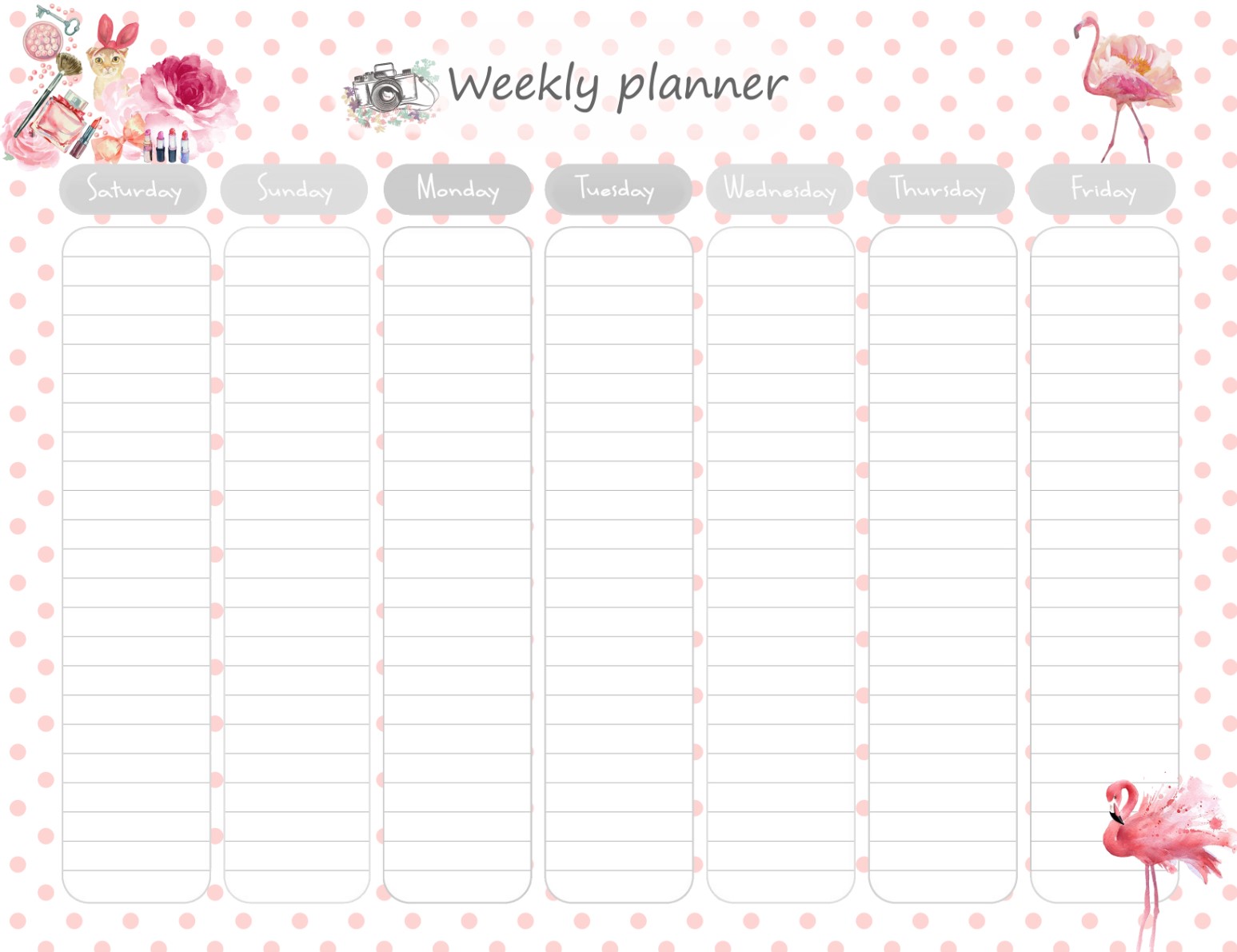 Printable Pink Daily Planner Work, A4 and US Letter Planner, Insert Printable Planner, Instant Download