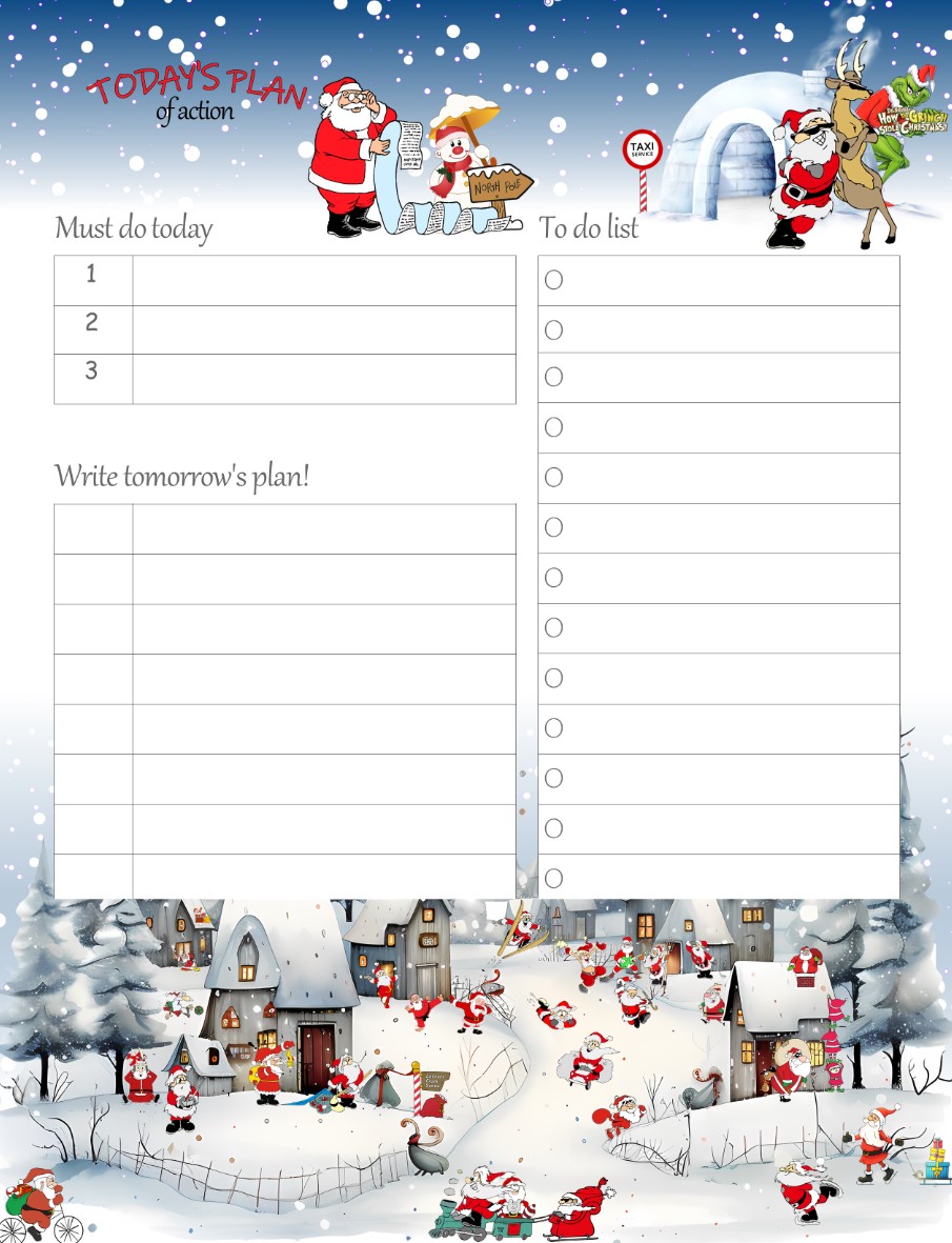 Printable Christmas for kids Daily Planner Work, A4 and US Letter Planner, Insert Printable Planner, Instant Download