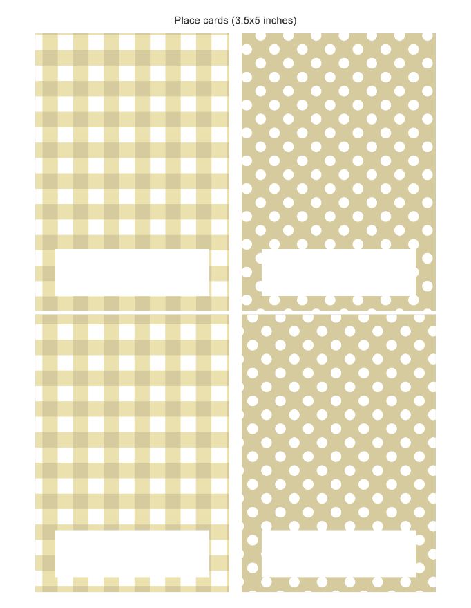 Printable pic nic Place Cards (DIY, instant download)