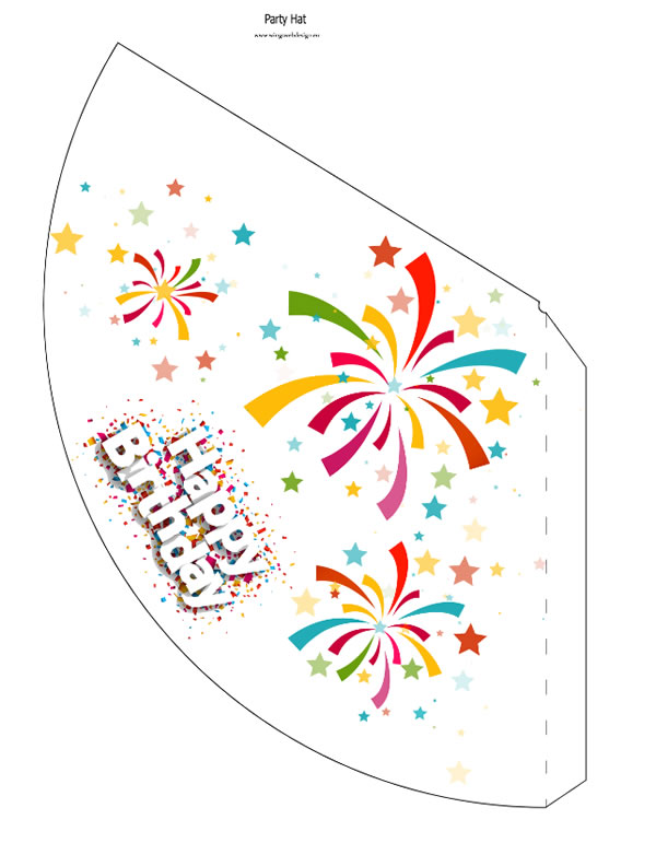 Printable birthday Print Party Hat (DIY, instant download)