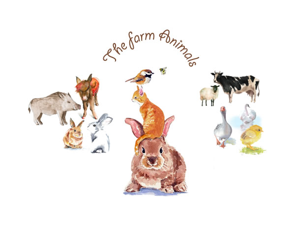 Printable The farm animals Print Wall Art (DIY, instant download)