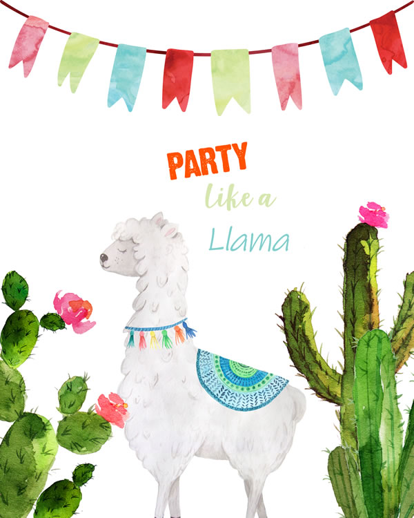 Party like a llama Sign Instant VIEW Llama Mexican FREE printable wall art