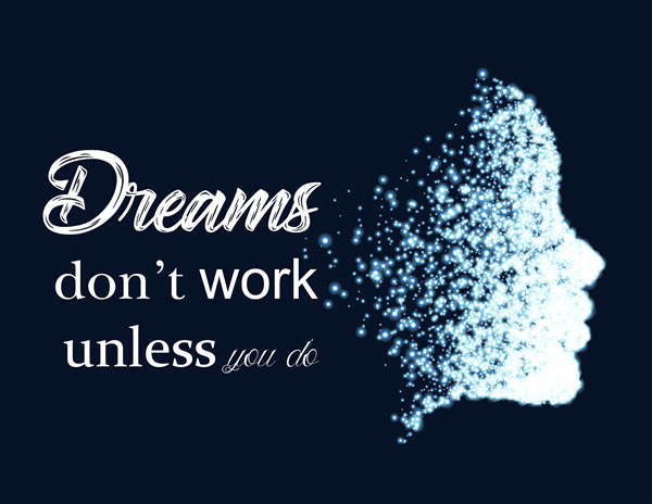 Printable Dreams don't work unless you do. Print Wall Art (DIY, instant download)