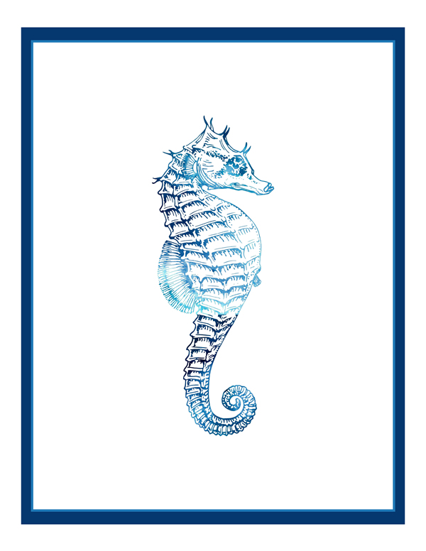 Printable Sea Horse Watercolor. Print Wall Art (DIY, instant download)