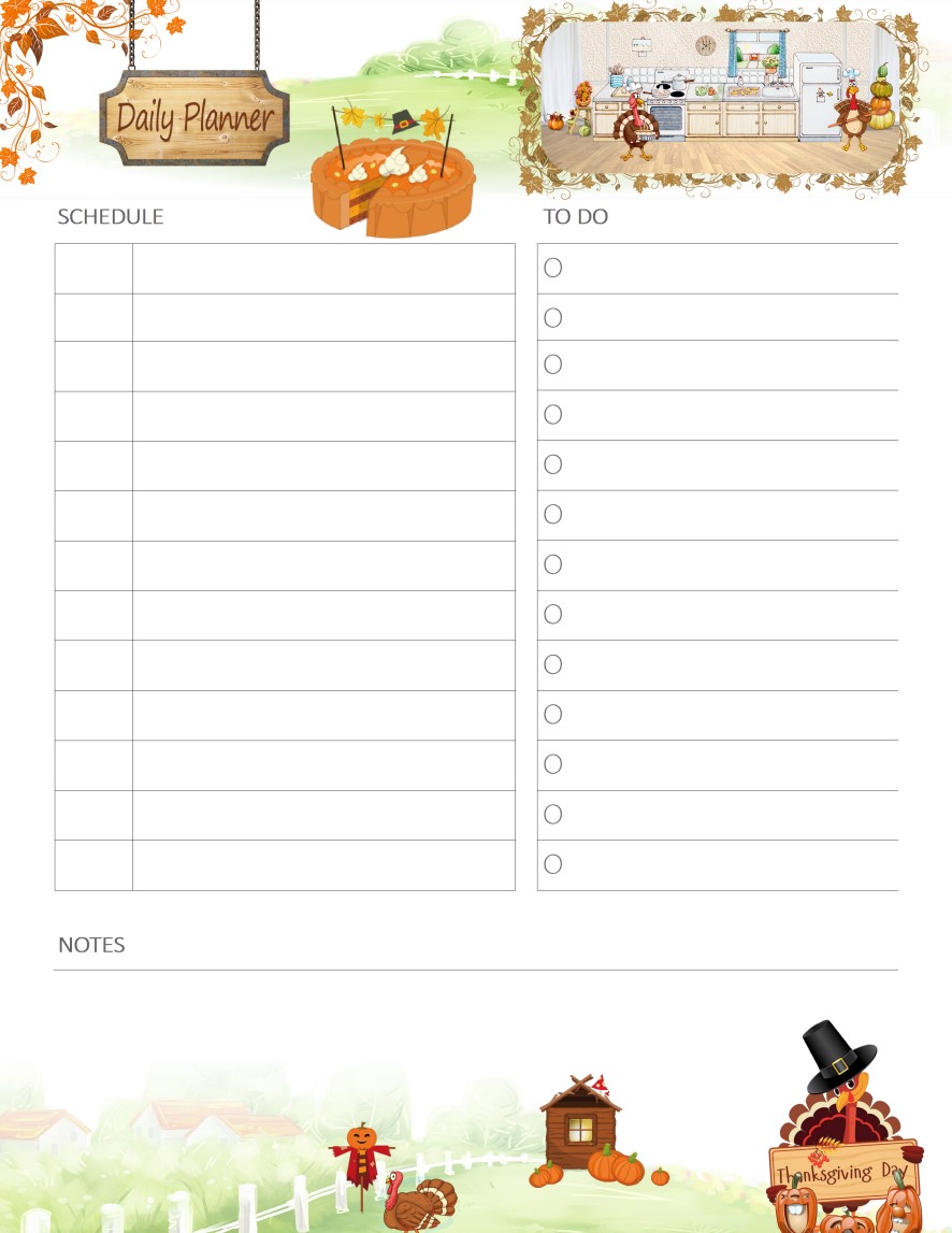 Printable Thanksgiving Daily planner for kids (DIY, instant download)