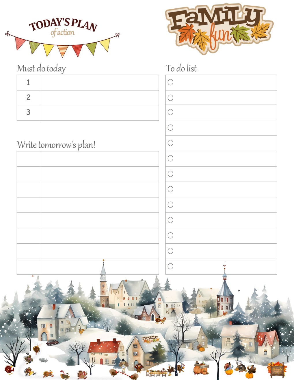 Printable Thanksgiving Daily planner for kids (DIY, instant download)