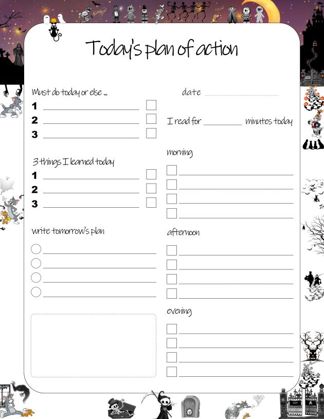 Printable Halloween party daily planner (DIY, instant download)