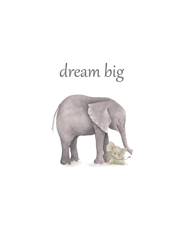 Dream big, Elephant Animal Printable Nursery Wall Art, Watercolor Safari Wall Art, Jungle Animals, Baby Animals, Boy Nursery Prints FREE printable wall art