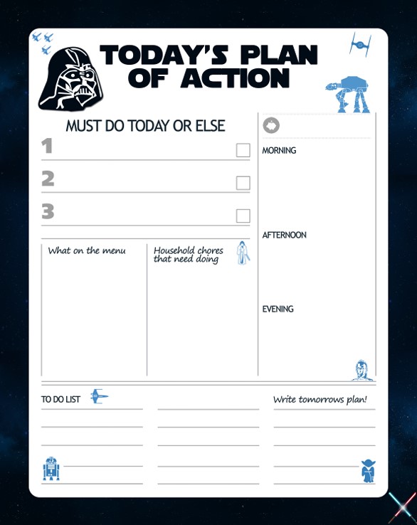 Printable Star Wars daily planner (DIY, instant download)