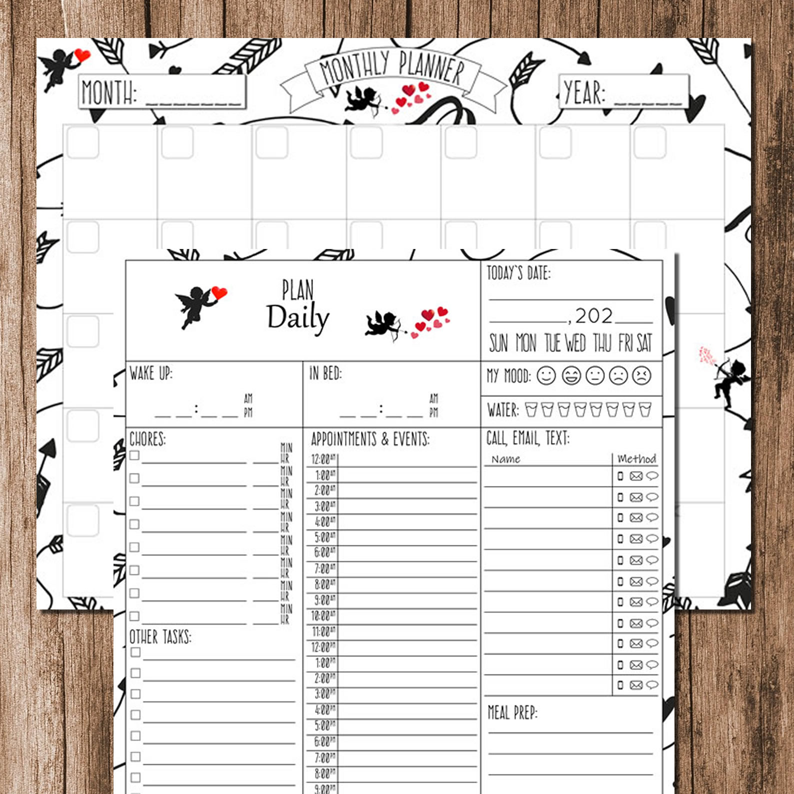 Printable Cupid planners set (DIY, instant download)