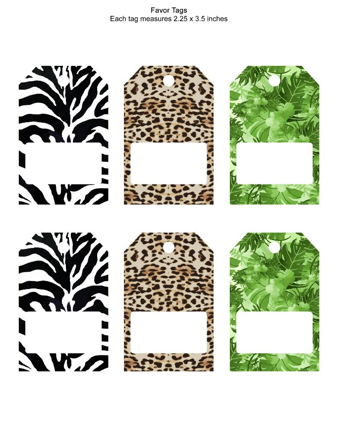 Safari animals Favor tag