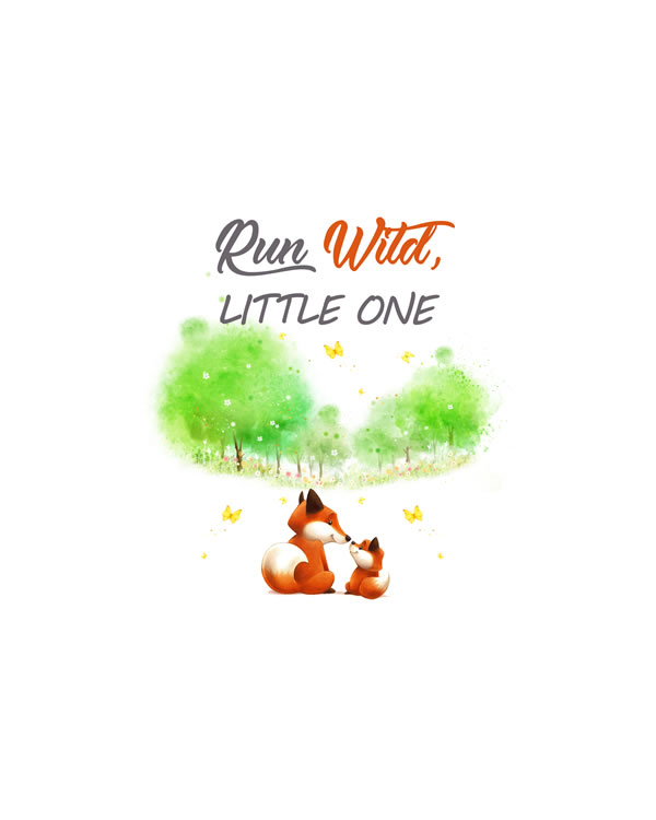 Run Wild, little one - fox nursery wall art FREE printable wall art
