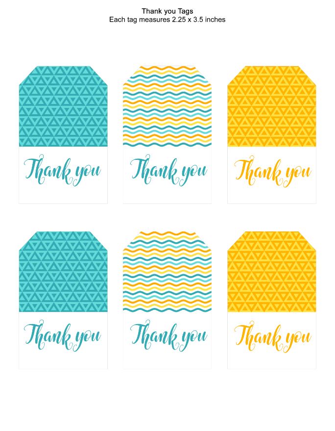 Turquoise yellow orange geometric thank you tags