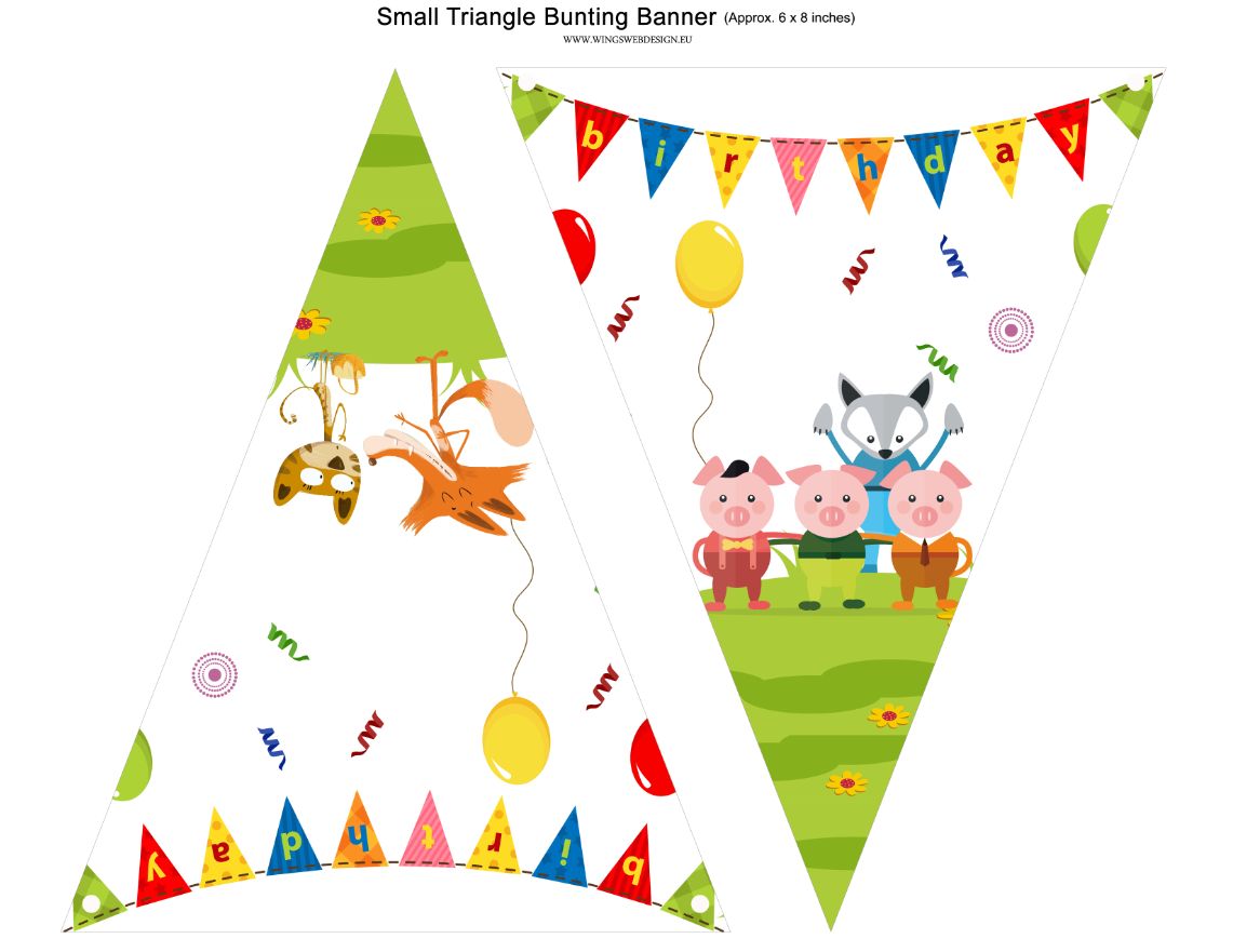 Animals of fables Printable Banner , The three little pigs, The fox and the cat