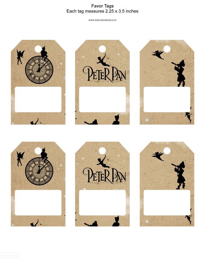 Peter Pan Favor Tag