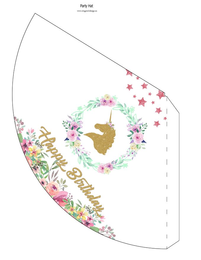 INSTANT DOWNLOAD Printable Unicorn Party Hat WingsWebDesign eu