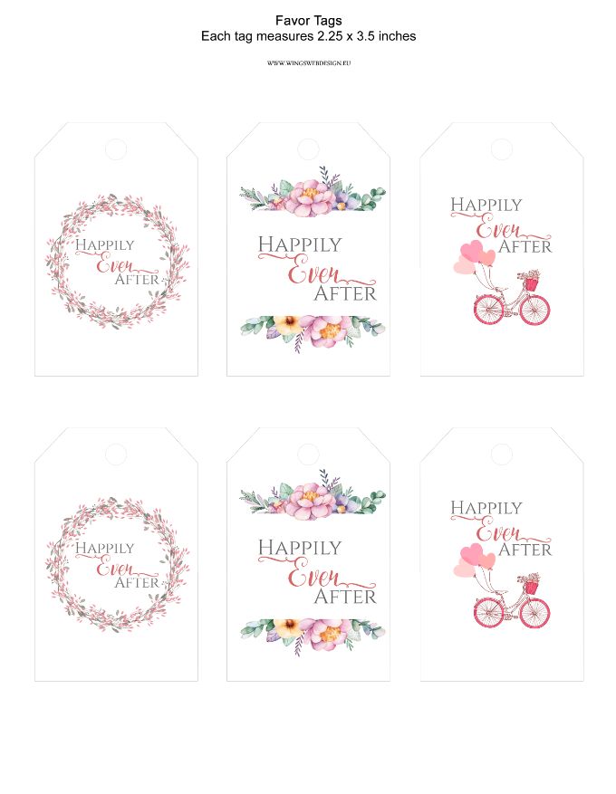 Favor Tags Bridal Shower Wedding Happily Ever After 